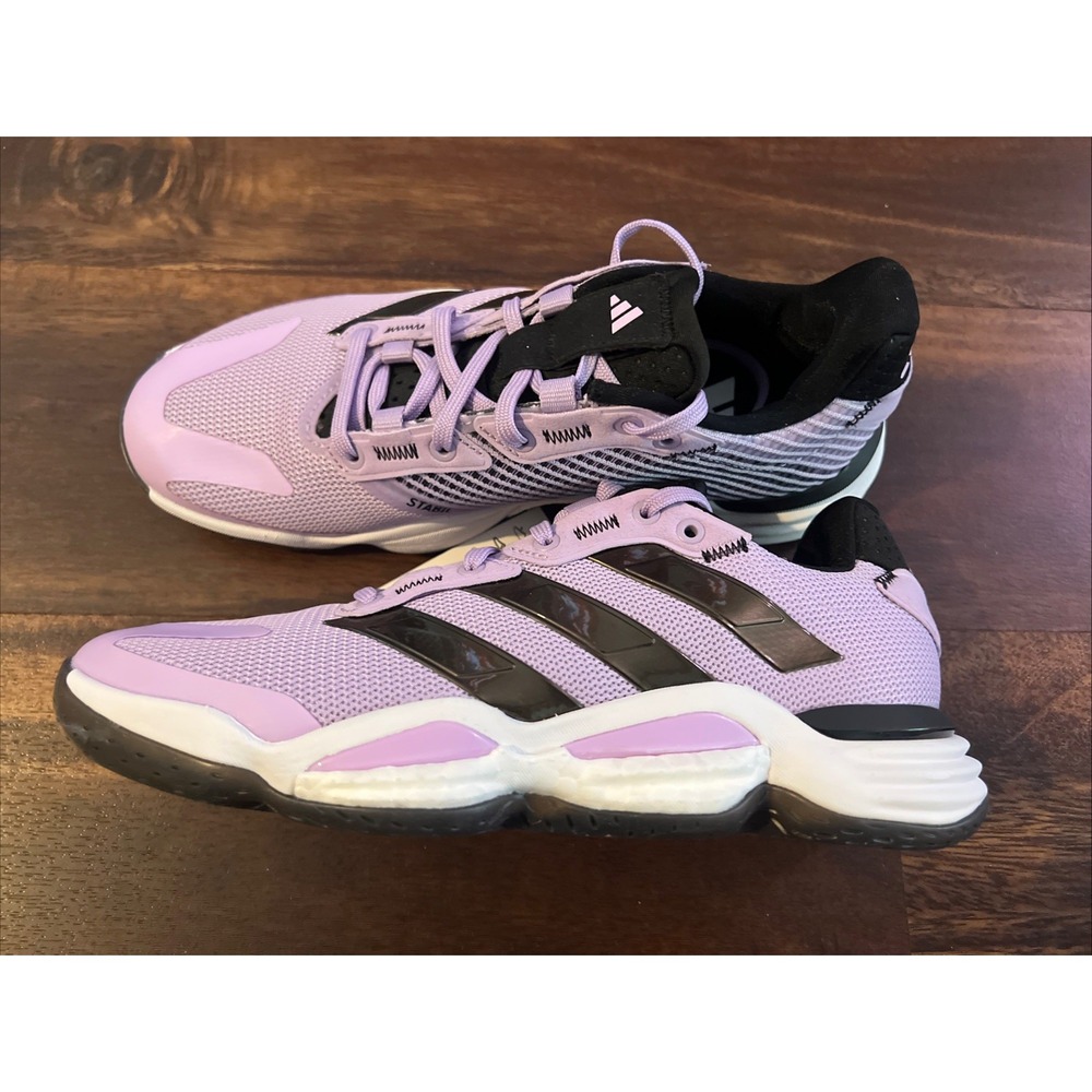 New Adidas Womens Stabil 16 Low Volleyball‎ Court Shoes Size 8 Purple Black